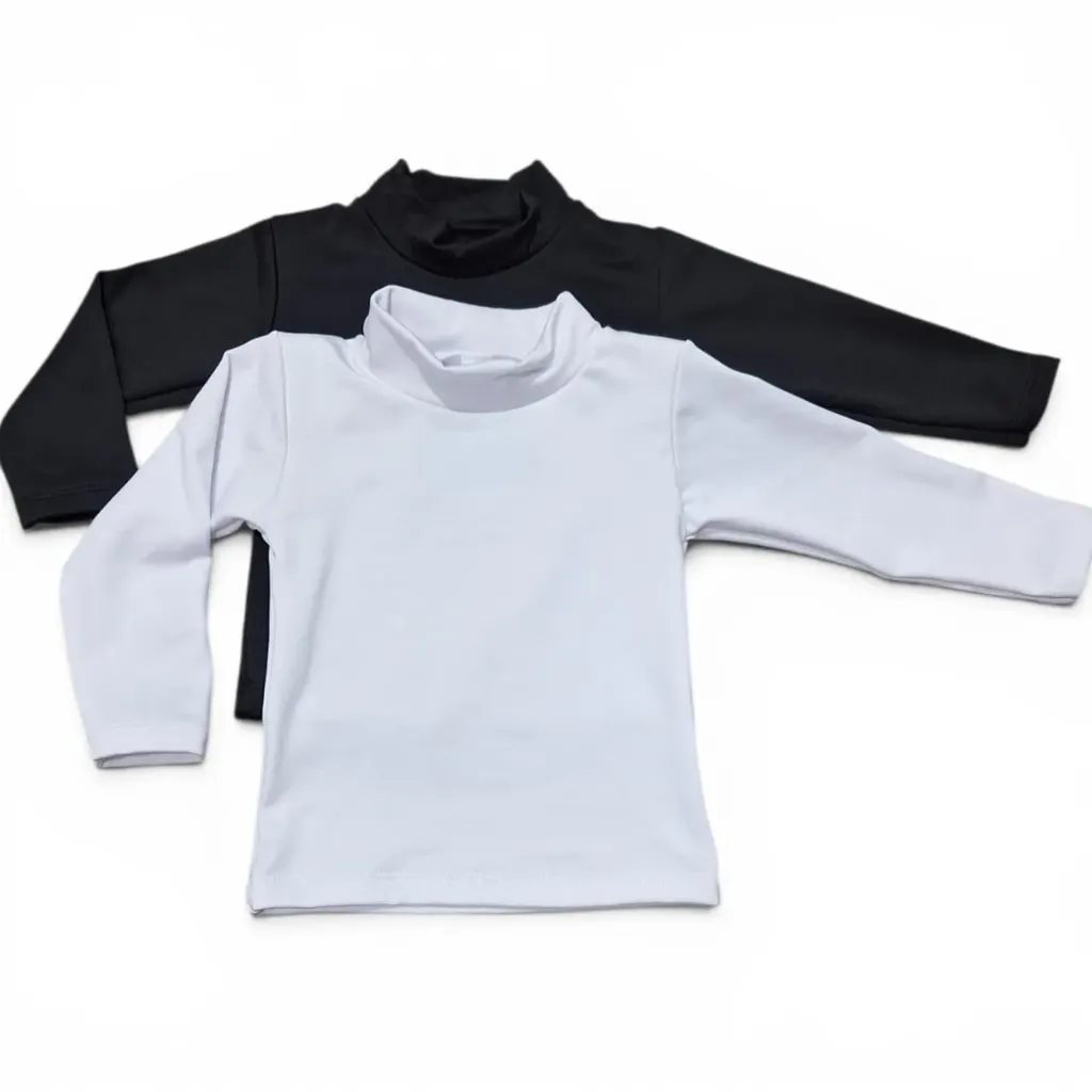CAMISETA TERMICA BEBE LISA CUELLO POLERA BCO Y NEG